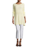 Shaker-Knit Organic Linen Sweater