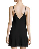 Feathers Lace-Trim Chemise, Black