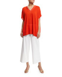 V-Neck Boxy Linen-Blend Sweater 