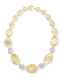 Diamond Lunaria 18k Gold 4-Pave Necklace, 18"L