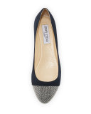 Waine Crystal-Toe Ballerina Flat, Navy/Silver