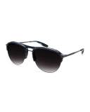 Men's Heist Universal Fit Half-Rim Aviator Sunglasses, Midnight/Pewter
