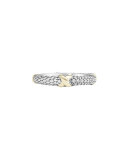 Silver & 18k Gold Pave Diamond Band Ring, Size 7