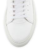 Women's 100mm Belted Fur High-Top Sneaker, White