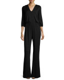 Clancy 3/4-Sleeve Wide-Leg Jumpsuit 