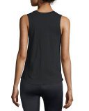 Nama Printed Jersey Sport Tank, Black w/White Mantra