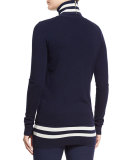 Cashmere V-Neck Button-Front Cardigan, Maritime
