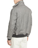Reversible Leather & Herringbone Bomber Jacket, Espresso