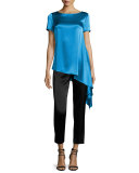 Liquid Satin Side Zip Cropped Pants