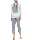 Cargo Linen-Blend Ankle Pants, Pewter