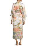 Yuzen Floral-Print Gown, Antique