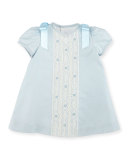 Cap-Sleeve Polka-Dot Twill Dress, Light Blue, Size 3-18 Months