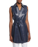 Diora Long Belted Leather Vest
