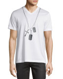 Dog-Tag Graphic V-Neck T-Shirt