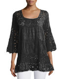 Bell-Sleeve Eyelet Tiered Tunic