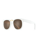 Sardinia Monochromatic Square Sunglasses, White/Brown