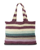 Striped Crochet Beach Tote Bag