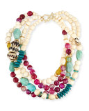 Four-Strand Bone & Agate Necklace