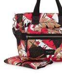 Biker Leather-Trim Nylon Babybag, Pink/Multicolor