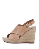 Cora Leather Espadrille Wedge Sandal, Bone