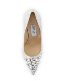 Abel Crystal Pointed-Toe Pump, White