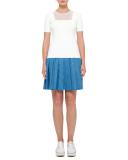 Swirl Jacquard Pleated Skirt, Light Blue