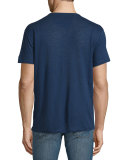 Short-Sleeve Linen-Blend Henley T-Shirt, Regal Blue