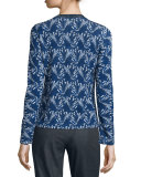 Floral Lace-Print Cardigan, Midnight