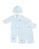Mini Golf Striped Baby Hat, Light Blue