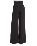 High-Waist Wide-Leg Pants, Caviar