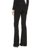 Suede Flare Pants, Black
