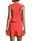 Careen Ruffled Cutout Dress, Bright Poppy Red