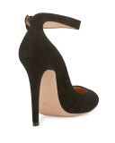 Suede Ankle-Wrap 105mm Pump, Black