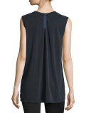 Rider Sleeveless Muscle Tank, Navy/Black