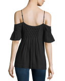 Stella Cold-Shoulder Top, Black