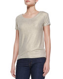 Soft Touch Short-Sleeve Metallic Crew