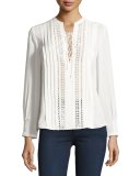 Lace-Up Silk Georgette Top