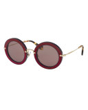 Round Embossed Velvet Sunglasses, Violet