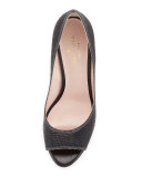 radiant sparkly wedge pump, black