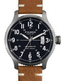 43mm Mackinaw Field Watch with Leather Strap, Brown/Navy