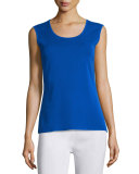 Scoop-Neck Knit Tank, True Blue