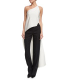 One-Shoulder Tail-Back Top, Ecru