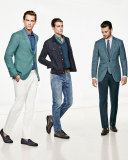 Check Two-Button Wool Jacket, Teal