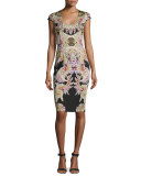 Fairy Mermaid-Print Sheath Dress
