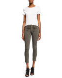 Nix Lace-Up Cropped Jeans, Brunswick Green