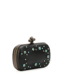 Knot-Clasp Jeweled Clutch Bag