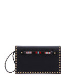 Rockstud Medium Beaded Flap Clutch Bag, Black