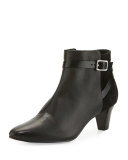 Sylvan Grand.OS Leather & Suede Ankle-Strap Bootie, Black