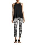 Etched Floral-Print Skinny Ankle Jeans 