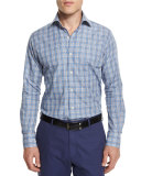 Glen-Plaid Long-Sleeve Sport Shirt